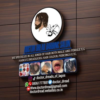We specialize in all kinds of hair both male & female
e.g
*Dreadlocks
*Haircut
*Tinting
e.t.c.....
For more information contact +2348061777881.
