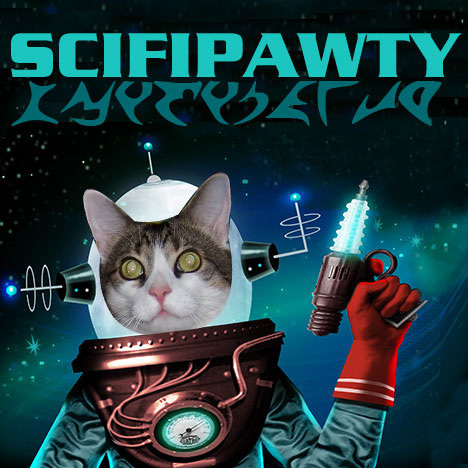 A virtual science fiction convention for the animal population on Twitter hosted by @BorisKitty. 4/12/14 = 5th Annual pawty use hashtag #SCIFIpawty in ur tweets