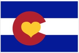 It's a new twist on the Colorado flag- one that truly represents how we feel about living here.  Show your pride!  Colorado Love.