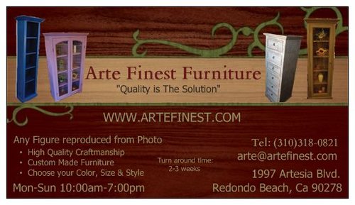 Arte Finest Furniture is a family owned business that provides the best unique quality furniture in the LA area.
We specialize at custom design furniture.