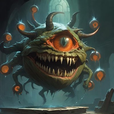 Mean evil meatball with eyestalks.
Wordsmith weaving chaos into magic, welcoming you with an unsettling smile into the library at the center of the maze.