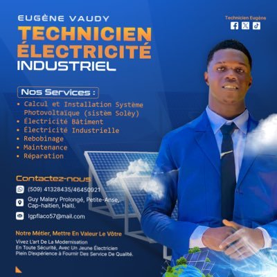 EugeneVaudy's profile picture. Technicien En Électromécanique.Vivez L’art De La Modernisation En Toute Sécurité,Avec Un Jeune Électricien Plein D’expérience à Fournir Des Services De Qualité.