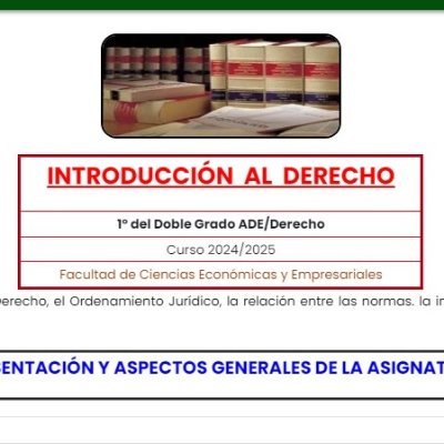 Cuenta tuitera de la asignatura Introducción al Derecho de 1º del Doble Grado ADE/Derecho. Facultad de Ciencias Económicas y Empresariales de la #UEX