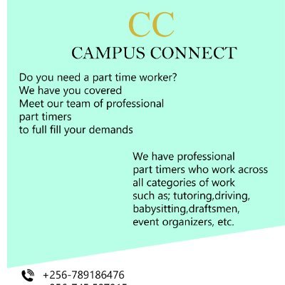 campus75636's profile picture. Campus Connect is a company that links talented students to part time job during their free time
And our mission is to improve the living standards of students