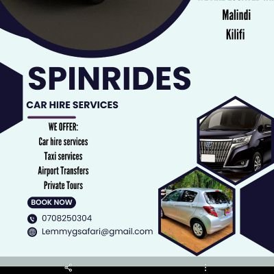 we offer:
Private Tours/
Car Hire/
Taxi Services/
Airport Transfers
Book with us Now on 0708250304
We are located in Malindi & Kilifi