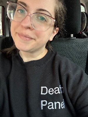 so when you breathe, breathe deep
breathe in greedily,
like you might never breathe again 🌱
death panel transcriber 🫡
luddite 🔨
solidarity forever 💚🌱🍉