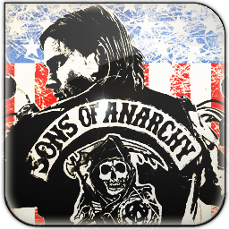Fan über die Serie Sons of Anarchy, eine Motoradgang in Kalifornien.