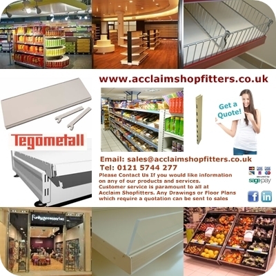 Suppliers of quality shop fittings including shop shelving, shop counters, display cabinets & much. Call sales on 0121 709 4099