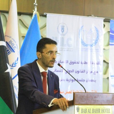 رئيس المؤسسة الوطنية لحقوق الإنسان بليبيا، ومتخصص في شؤون حقوق الإنسان والقانون الدولى الإنساني ، Chairman of the National Human Rights Committee in Libya .