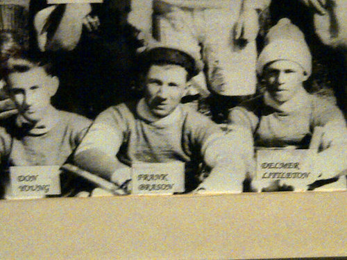 That's my grandpa Frank posing with his hockey team, circa 1930.