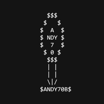 all the information you need to understand $ANDY70B$
ca: 3JXq16mWyo1uboEK9QCGcjjgCB3DXKWWcF1yySC7pump