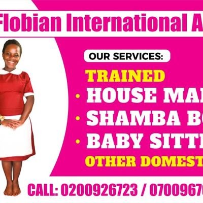 We provide Trained House Helpers. Reliable and trustable. We are Flobian Agency. ☎️0200926723 / 0774019444 / 0700967643 .