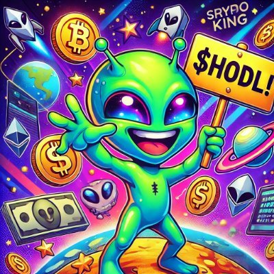 👽✨ “Alien HODL” is the ultimate cheeky meme that combines crypto chaos with cosmic fun! Our mischievous alien buddy holds a “$HODL!” sign, surrounded by a gala