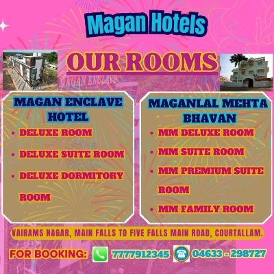 MAGAN ENCLAVE 
BEST BUSINESS CLASS HOTEL
BEST DORMITORY ROOM
BEST DELUXE SUITE ROOM
BEST DELUXE ROOM
BEST KITCHEN FACILITY
BEST DINNING HALL 
FULL A/C