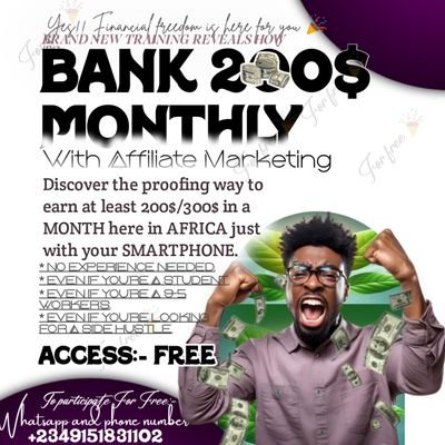 A 18years old Digital marketer!! 6 figure Internet entrepreneur
📍 Affiliate Marketing Coach
👌 To get started.., quick the WhatsApp link on my profile 👇👇👇