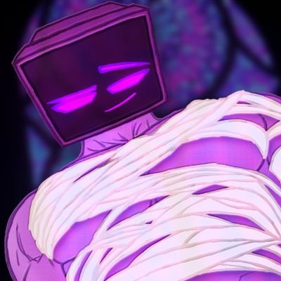 おはよう〜 This is Minima, call me Mi, I made Kikai Zankoku, this purple himbo TVHead 😏 (SFW: @minimadeliria)