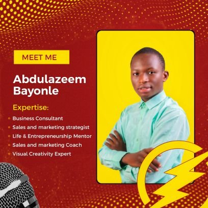 ⏩ A MULTIDISCIPLINARY CREATIVE ENTREPRENEUR.
Give lessons on Sales and Marketing, Personal Development and Branding, and Great Achievers Success Secrets.