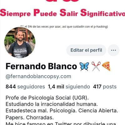 Experimental Psychologist @canalUGR.
Human irrationality. Stats, but wrong. #Openscience
Dinosaurs.
He/his.
🦣@fbpsy@paquita.masto.host
🦋@fernandoblancopsy.com