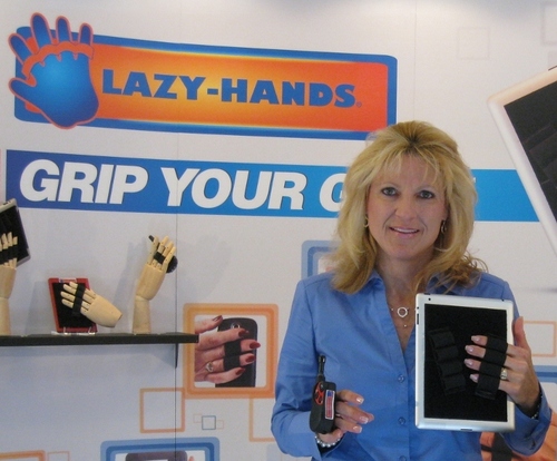 LAZY-HANDS Thumbs-Free Grips for all your mobile gear (universal fits for Tablets, Readers, Phones).  GRIP YOUR GEAR with LAZY-HANDS!