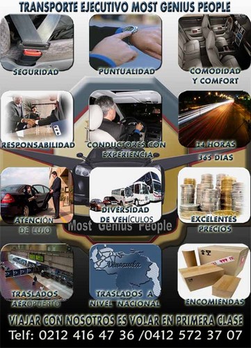 INVERSIONES MOST GENIUS PEOPLE MGP C.A. Transporte Ejecutivo de lujo en Venezuela.                     
RIF  J-29663257-0