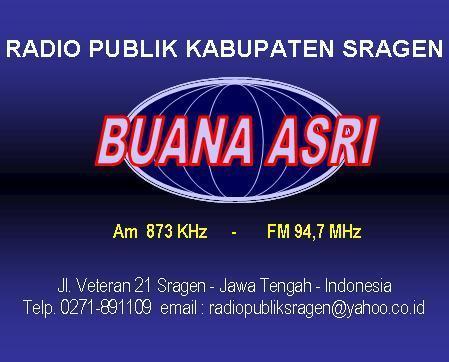 Lembaga Penyiaran Publik Lokal
Radio Publik Kabupaten Sragen
Buana Asri FM 94,7

http://t.co/LgVxd2tR31
http://t.co/vO6k5kPSMW