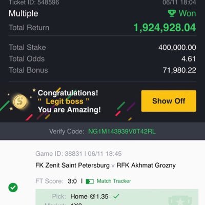 If you’re interested in sure fixed match only to who can stake high DM me let boom 💥 together. WhatsApp contact 07065488286