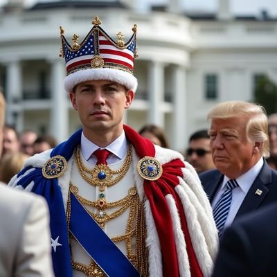 FutureKingOfUSA's profile picture. Elected as 1st King of America. Warrior against corruption. College roommate with Baron Trump. Didn't like 'No Kings' protests. Pronouns 'Majesty' or 'Highness'