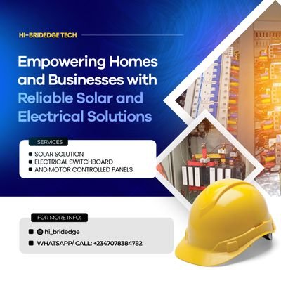 Hi_BridEdge's profile picture. Empowering homes & businesses with reliable solar & electrical solutions. ⚡🔋 | Solar Systems | Switchboards | Motor-Control Panels | 📞 +2347078384782