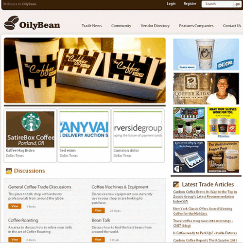 OilyBean is the Specialty Coffee Industry’s Definitive Guide with Trade News, Vendor Information,
Discussion Forums, and lots more!
