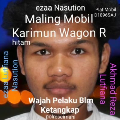 rezanasution98's profile picture. Nama Akhmad Reza Lutfiana
tgl lahir 18 februari 1998
Maling mobil Karimun Wagon R
D 1896 SAJ

#polrescimahi
