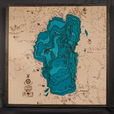 We make highly detailed 3D laser cut layered maps from scratch! Check out our 7 unique designs of Lake Tahoe 💙 and other 30+ locations.