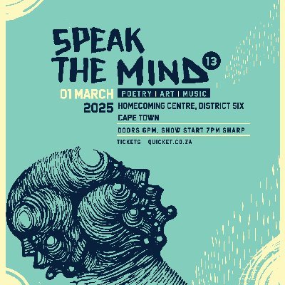 SpeakTheMindSA's profile picture. Poetry is Back in the Mother City!
Join us for Speak The Mind Poetry & Music Sessions on 1st March 2025 at the Homecoming Centre, Buitenkant Street Cape Town