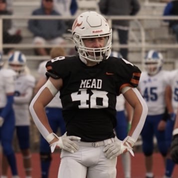 CalebFahlin's profile picture. c/o 2028 | OLB HB | 5’9” 170# | Mead HS | 4.0 GPA | 275 Bench | 385 Squad | 225 Clean |