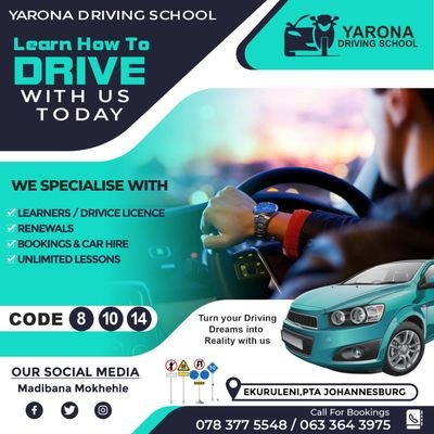 YARONA_D_SCHOOL's profile picture. Learn to drive with us Today.

Affordable packages.

Reliable customer services.