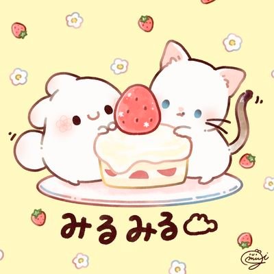 プロフィール画像は、 大好きな 「とことこうさぎのmugiさん(@mugi_tokousa)」に書いて頂きました絵になります。 とこうさちゃん(左)&自分の飼っている猫のミルミル(右)です♪あとこの絵にはいないですが、みさき(三毛猫)という猫も飼っています⭐︎