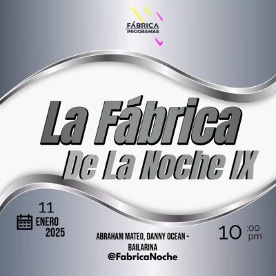 ¡La Fábrica de la Noche IX! 11/01/2025
Perfil oficial del evento anual más grande de los virtuales. @FabricaPrograma