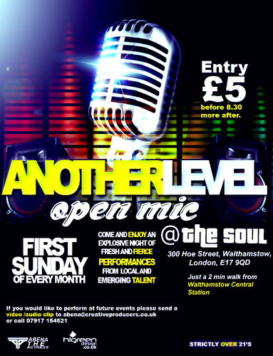 ANOTHER LEVEL OPEN MIC is a platform for Local and Emerging Artist to take their career to Another Level!
Hosted by @Abenatheactress
