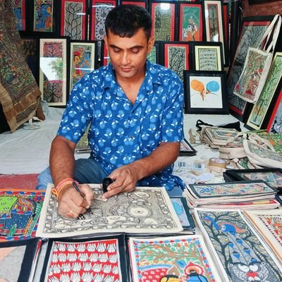 State Awardee- Bihar Govt. Madhubani Painted Masks to become Mask Man of India. Mithila Artist of Jitwarpur. Cont for Exclusive Art Madhubani paintin@9899429912