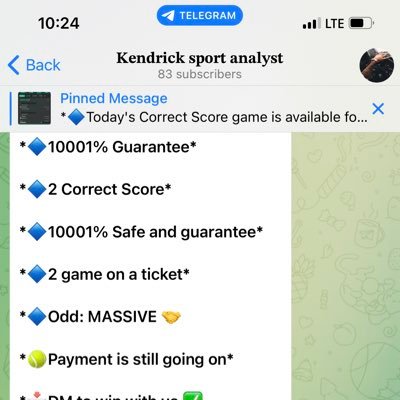 verified tipster , follow my tips on telegram channel , I share my own picks and correct score the link is on my bio