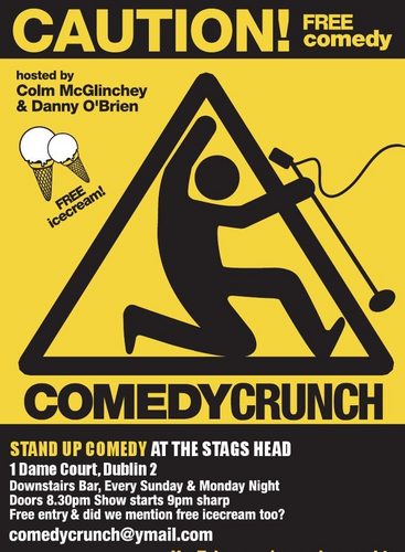 ComedyCrunch's profile picture. The Comedy Crunch has the very best in stand up comedy EVERY Sunday & Monday nights downstairs in The Stags Head, Dame Lane! ⭐️⭐️⭐️⭐️⭐️ 📜@tripadvisor