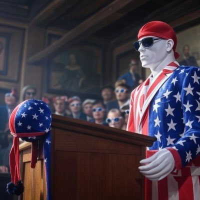 Merican’ MANNequin Representing Patriotic Stars & Bars…Americana, Durags, Memes & More. Grok Sandwich Artist