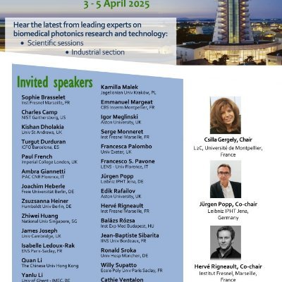 We are pleased to announce that the 2nd International Conference on BioMedical Photonics will take place from April 3rd to 5th