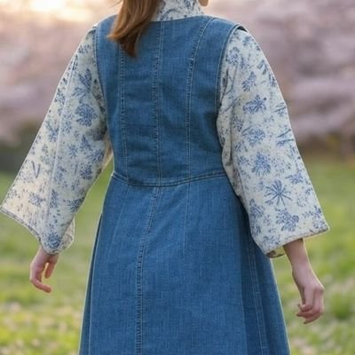 着物にジャンスカコーデ(肩から吊り下げる袴 着物にジャンスカコーデ(肩から吊り下げる袴