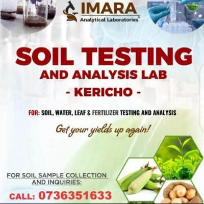 ImaraLaboratory's profile picture. Have you tested your water, soil? Imara Laboratory offers these services: Soil testing, leaf, fertilizer, effluent, chemical and biological water analysis.