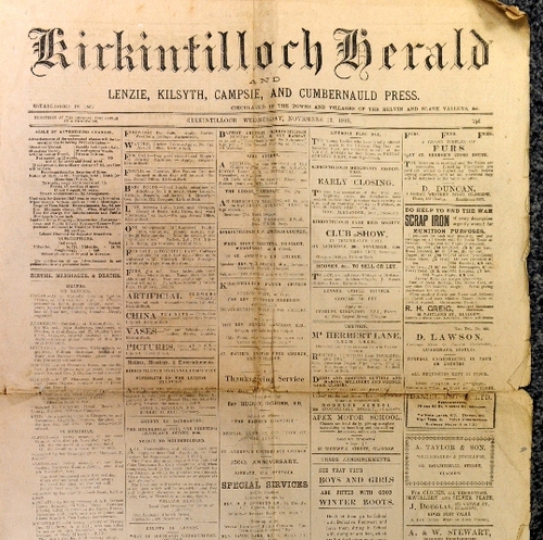 Hello we're the Kirkintilloch Herald - serving the communities of Kirky, Bishopbriggs, Lennoxtown, Milton of Campsie and more since 1883!