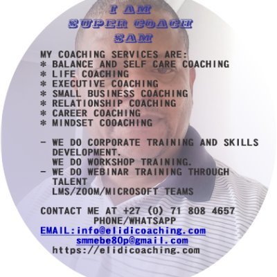SupercoachSam's profile picture. 🌟 Samuel Mmebe 🌟
Life Transformation Coach | Expert in Relationships, Career Growth & Personal Development | Healing from Trauma, Phobias & Stress 🌱 Contact: