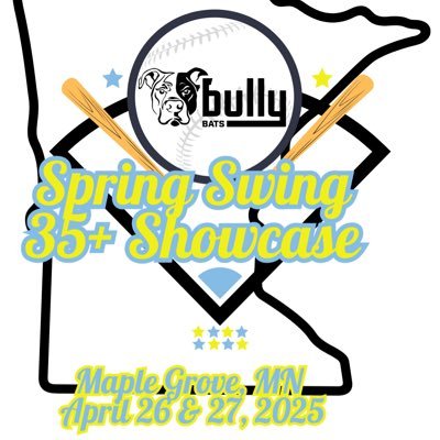 BullySprngSwng's profile picture. The Bully Bats 35+ Spring Swing Showcase. Amateur teams from different MN leagues starting the year off for a good cause. Dates are 4/26-4/27, 2025