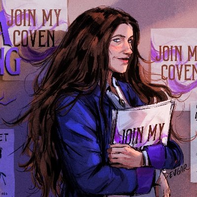 a week-long celebration of Agatha All Along fan works taking place 18-25th of May 🔮 organised by @fixyfics & @derpswan, art by @evgar_ ✨️