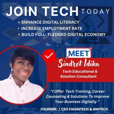SindyIdy's profile picture. IT / Digital Entrepreneur -Founder / President Faisin Tech & IIWITECH.( I'm Glad To Be Part Of Fulfledged Digital Economic Development🖥📱💻)