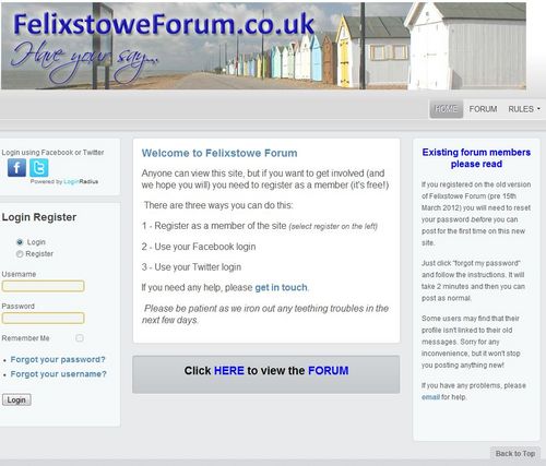 Join our friendly forum and discuss all things Felixstowe.